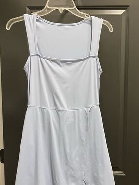 Athletic Square-Neck Mini Dress in Light Blue